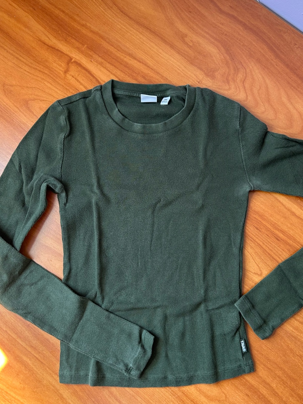 TNA Homestretch Rib Solo Longsleeve Crew Neck XS Dark Green